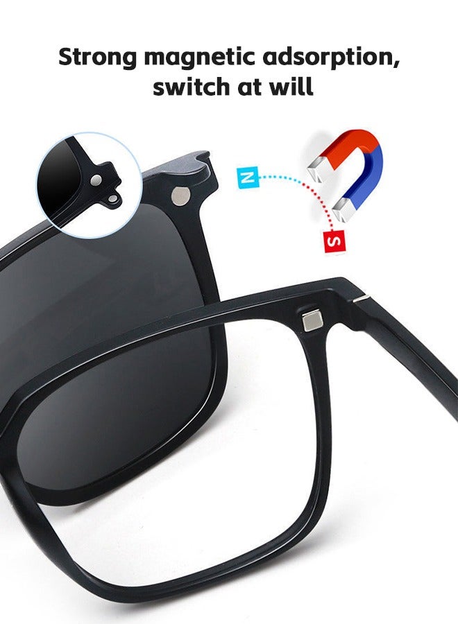 3 In 1 Magnetic Polarized Clip-On Sunglasses Set, Blue Light Blocking Glasses with Magnetic Polarized Lenses and Magnetic Night Vision Lenses, Versatile Glasses for Men and Women for Day and Night - Image 5